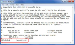 Hosts file in Windows