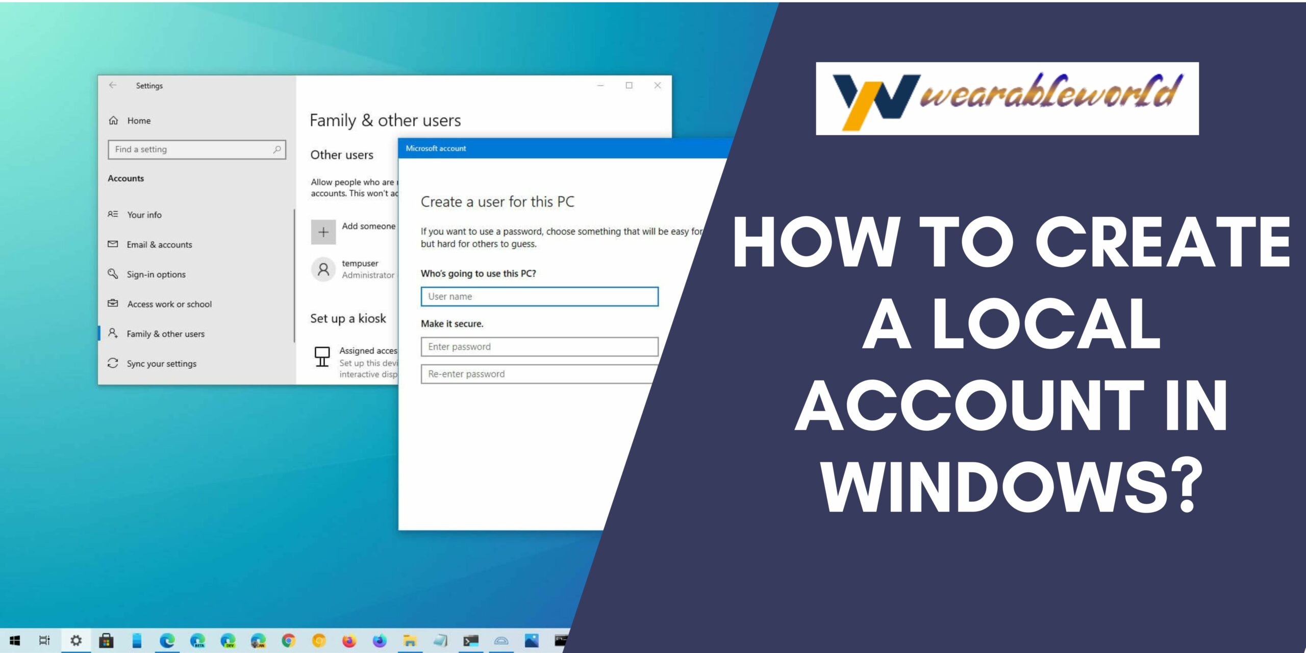 Create a local account in Windows