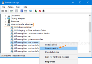 How to enable the touch screen in Windows