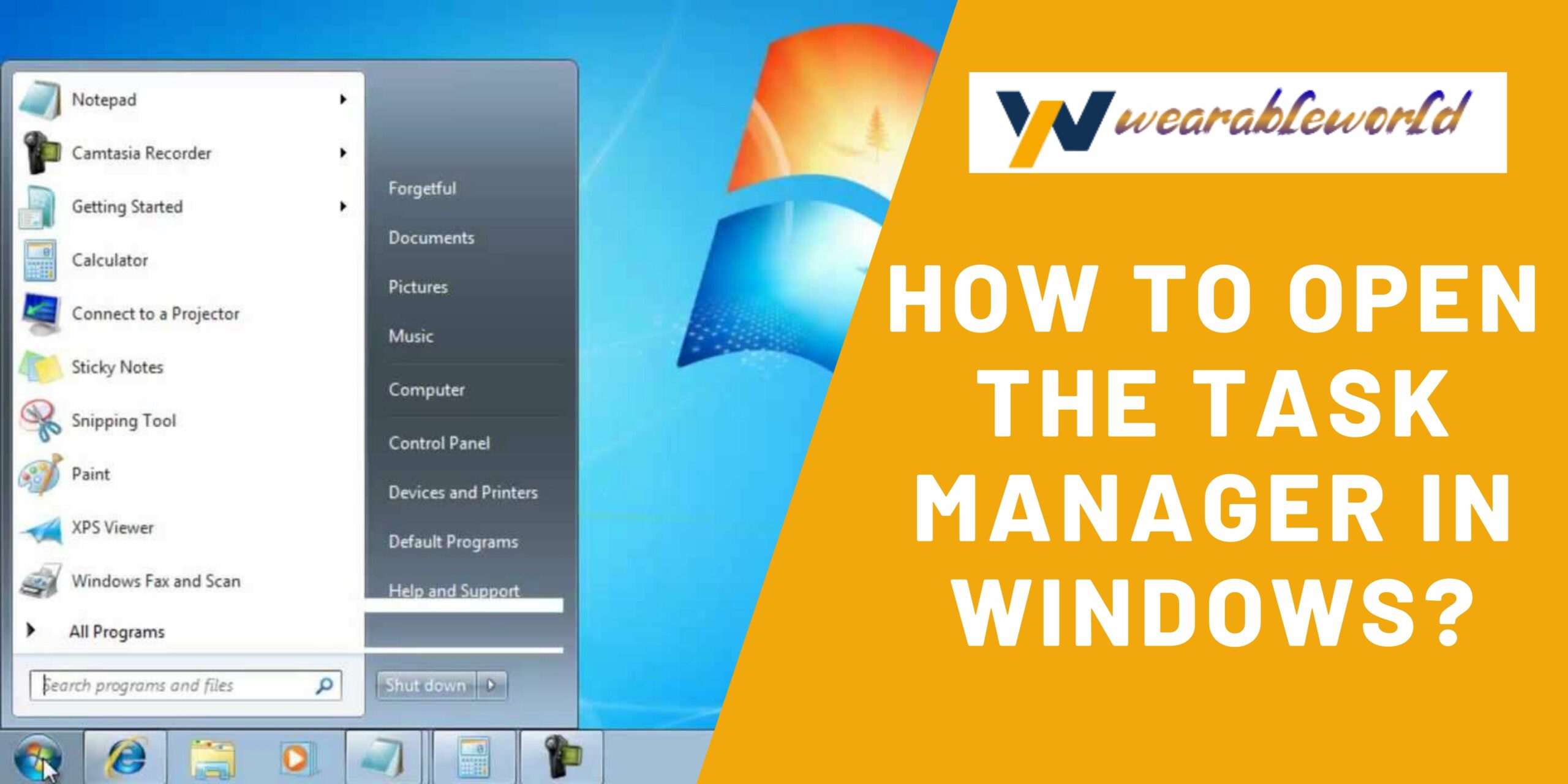 Open the task manager in Windows
