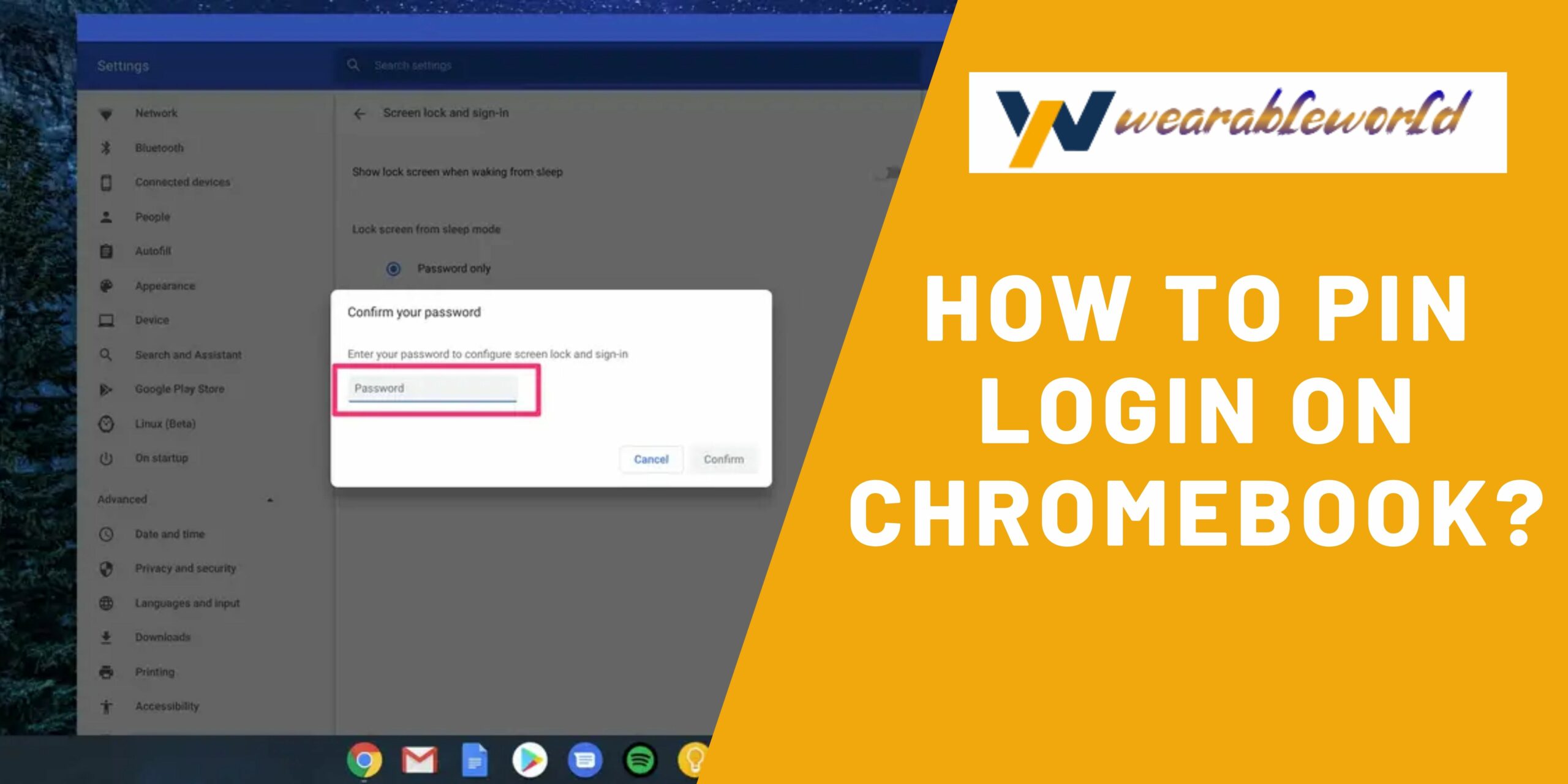 Pin login on Chromebook