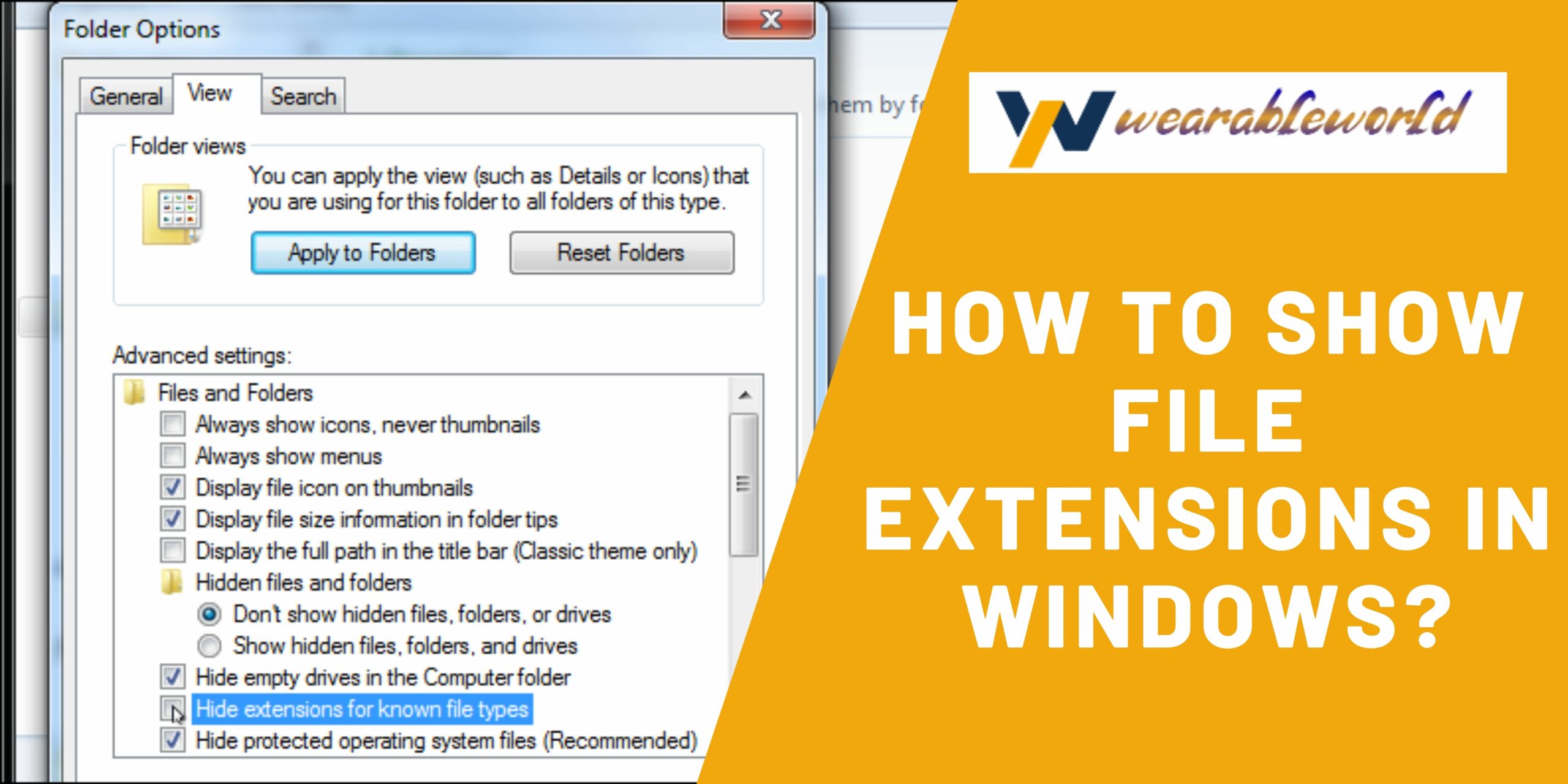 Show file extensions in Windows