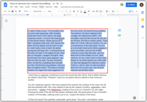 Making the switch to two columns in Google Docs