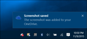 Screenshot saved in Onedrive