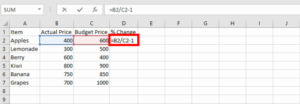 Troubleshooting the percentage decrease formula in Excel